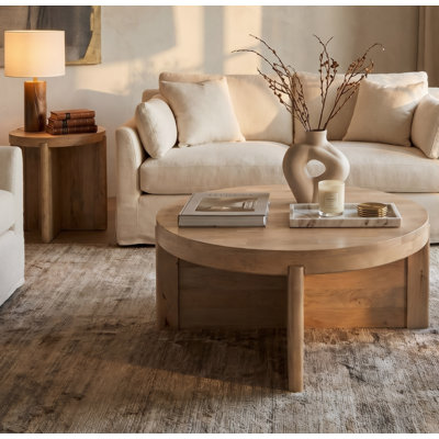 Ensemble de table de salon en bois massif 2 pièces Josiane