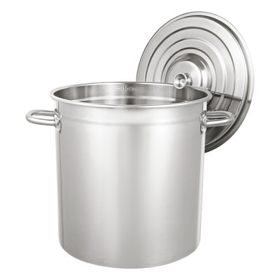 Grande marmite 35L en acier inoxydable avec couvercle et poignées pour la cuisine domestique