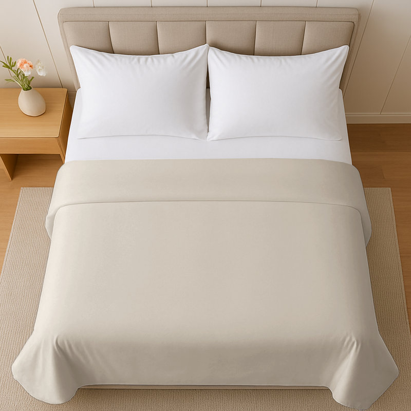 100% Cotton Standard Flat Sheet, Cream, Single (3')