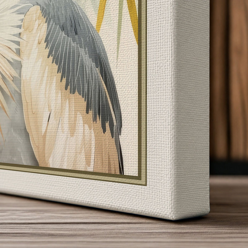 Heron in Profile Coastal - Wrapped Canvas, 18x12 - 45.7 x 30.5 cm, Cream Border