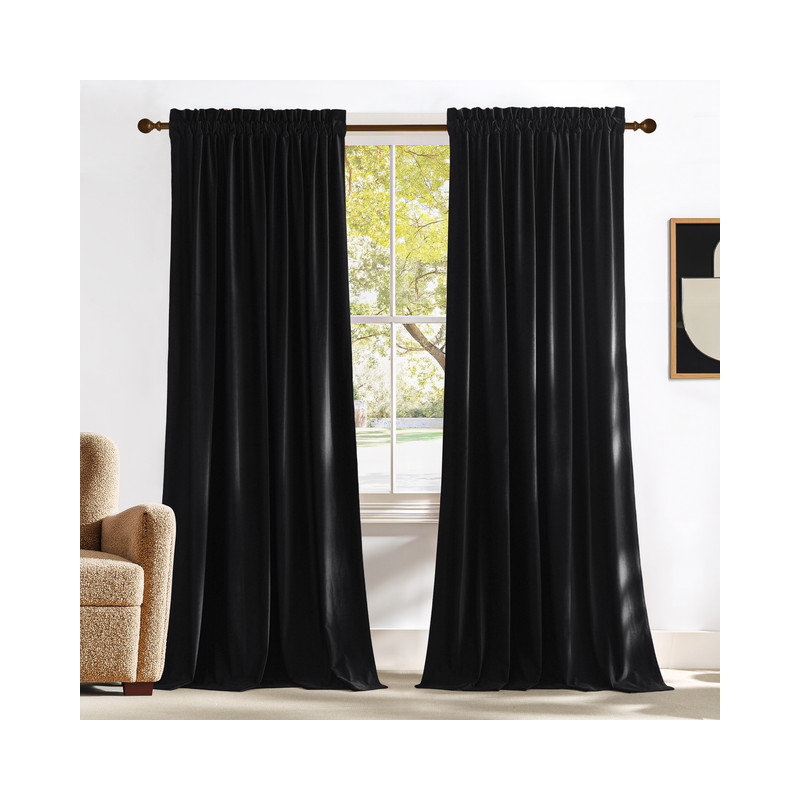 Velvet Curtains Thermal Insulated Sound Reducing Heavy Matt Heat & Chill Resistant Drapes for Home Decoration, 2 Panel, Red