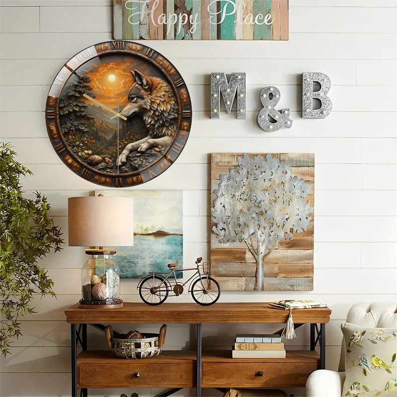 Horloge murale loup 12 po