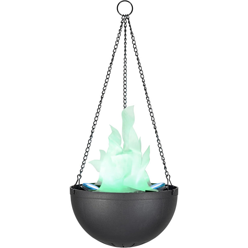 #61168-24-1,LED Hanging Fire Flame Light Prop,Black Finish,Blue Flickering Light,6"Wx5-1/8"H.