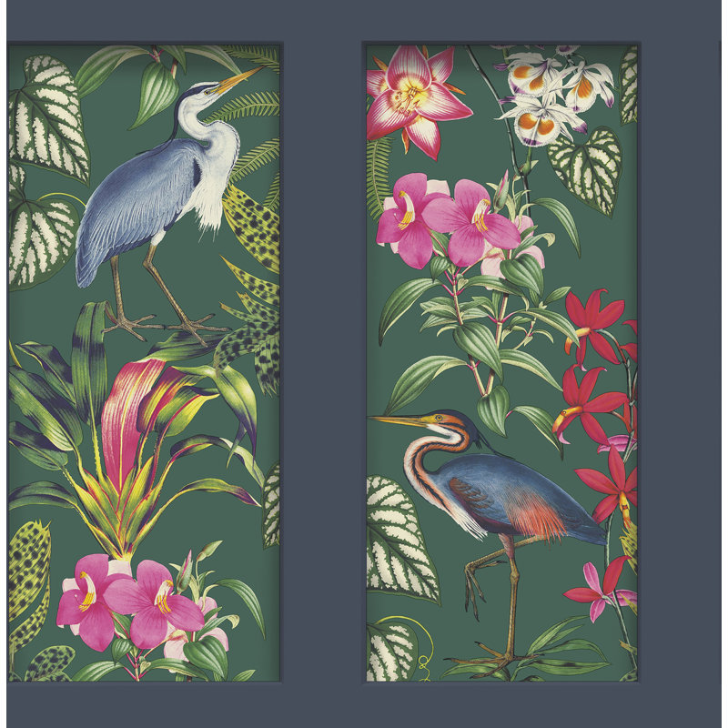 Silas Dark Blue Tropical Panel Wallpaper