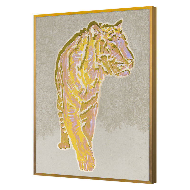 "Motif de tigre jaune" par Todaro, Katie, H 30 po x l 22 po, Doré