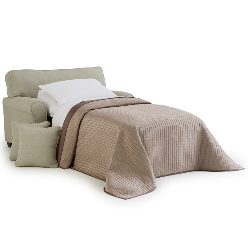 Shannon Upholstered 56'' Sleeper Sofa, Honey Birch, Malibu Parchment Performance Chenille