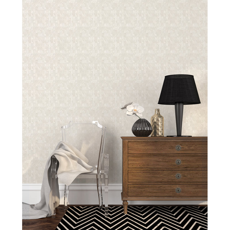 Metallic FX Geometric Tile 33' L x 21" W Wallpaper Roll, Beige