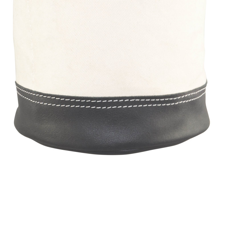10 in. 1-Pocket Canvas Utility Tool Bucket with Leather Bottom in White
