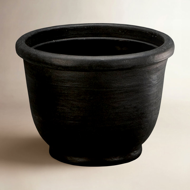 Pot à plante en résine Agave, Noir caviar, H 13,5 po x l 17,75 po x P 17,75 po