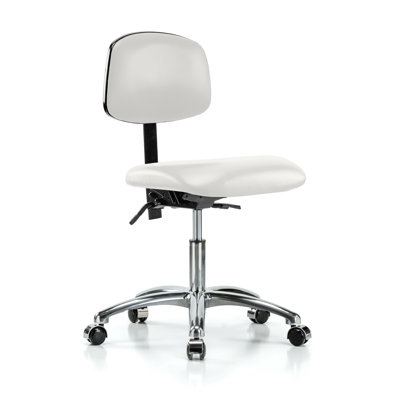 PERCH Chrome Laboratory Chair with Adjustable Back Support | Desk Height 17-22"