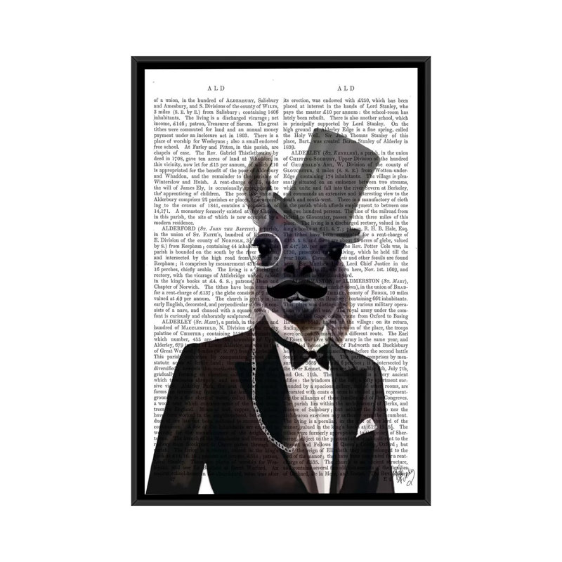«Llama in Tuxedo», impression sur toile, H 26 po x l 18 po x P 1,5 po, Toile avec cadre noir, Pas de tapis