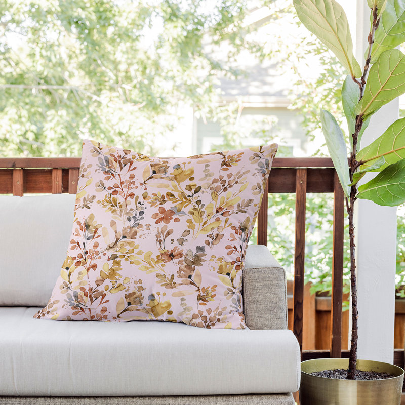  Coussin décoratif floral intérieur / extérieur en polyester, 26 po x 26 po