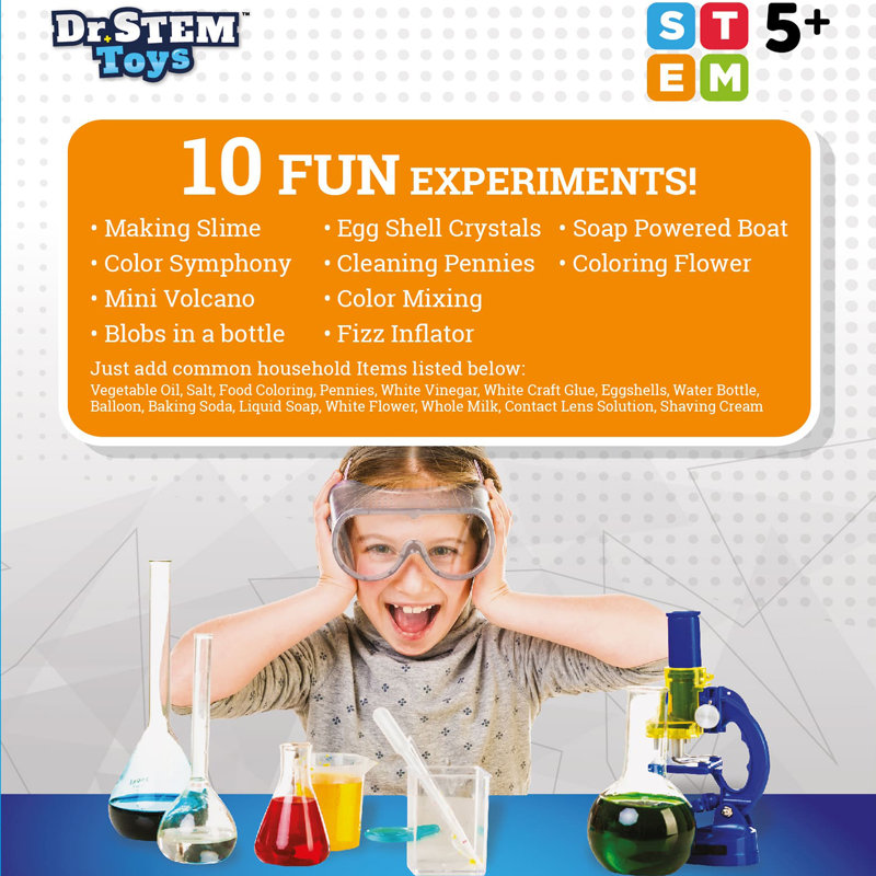 Dr STEM: seau de chimie - trousse de 10 expériences scientifiques, fabrication de Slime-Mini mélange de couleurs volcaniques et plus, instructions étape par étape, formation en STGM, enfants de 5 ans et plus