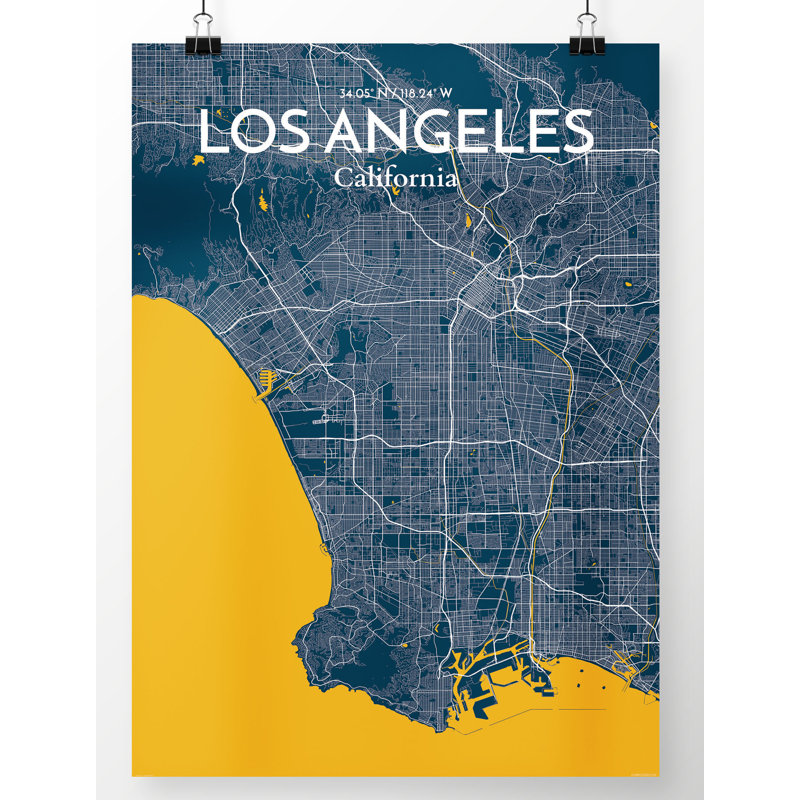 « los angeles city map », reproduction d’impression sur affiche en forme de amusante, H 17 po x l 11 po