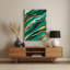 Abstrait art fluide 72, art mural en métal vert-970757319