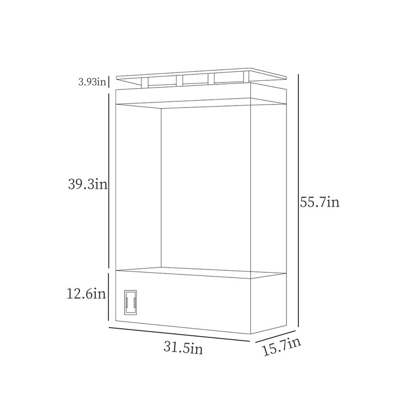 Grand aquarium moderne et minimaliste écologique, Noir, 84 gallons (H 55,7 po x l 31,5 po x P 15,7 po)