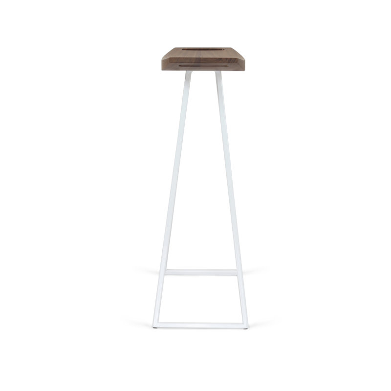 Robert Counter Stool with Metal Frame, White, Walnut