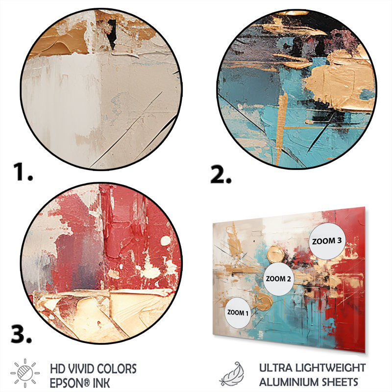 Mercer41 Gold Red Collage Majesty - Abstract Collages Metal Wall Decor ...