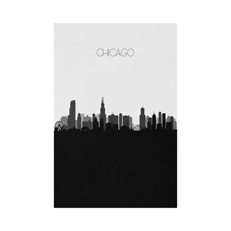 «Chicago Skyline» par Ayse Deniz Akerman, impression sur toile tendue, H 26 po x l 18 po x 1,5 po