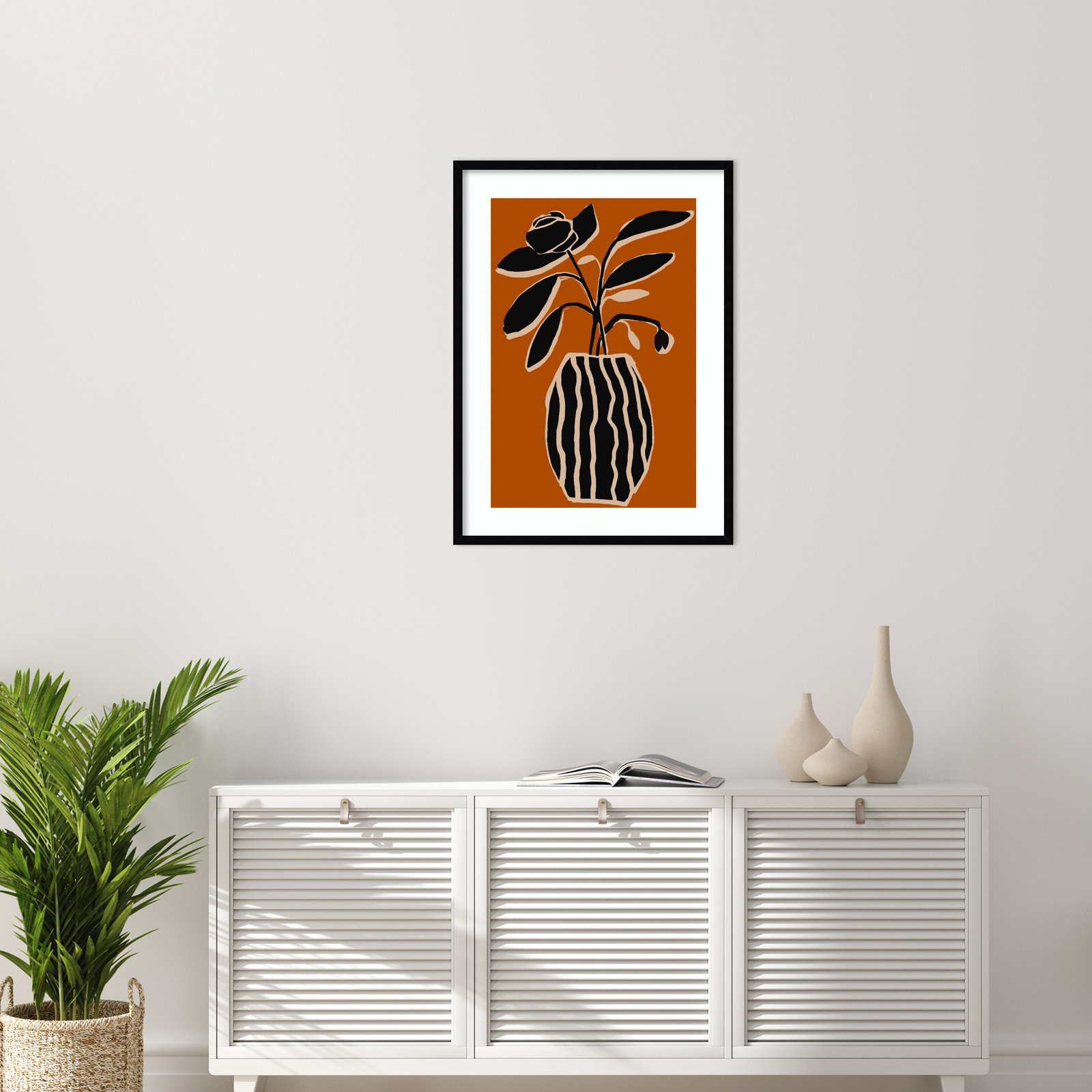 Ochre Still Life No 5 by Treechild, Black Framed, 33" H x 24" W x 1" D