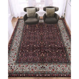 Hand Knotted Wool Area Rug in Plum And Ivory