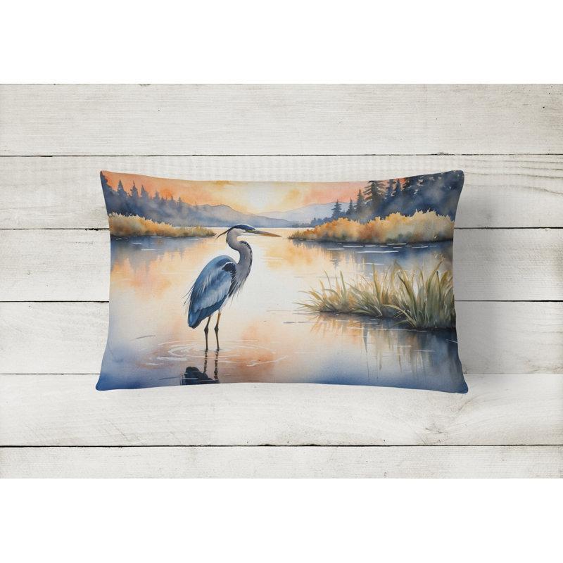 Coussin Blue Heron in the Golden Hour, Rectangle H 12 po x l 16 po