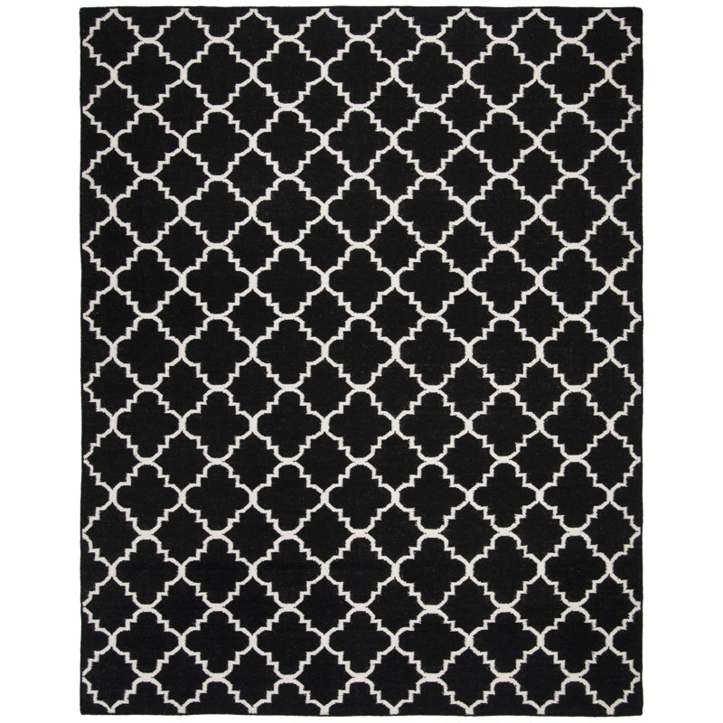 Tapis géométrique tissé à la main 80% laine, 20% coton Rodgers, Rectangle 9 pi x 12 pi