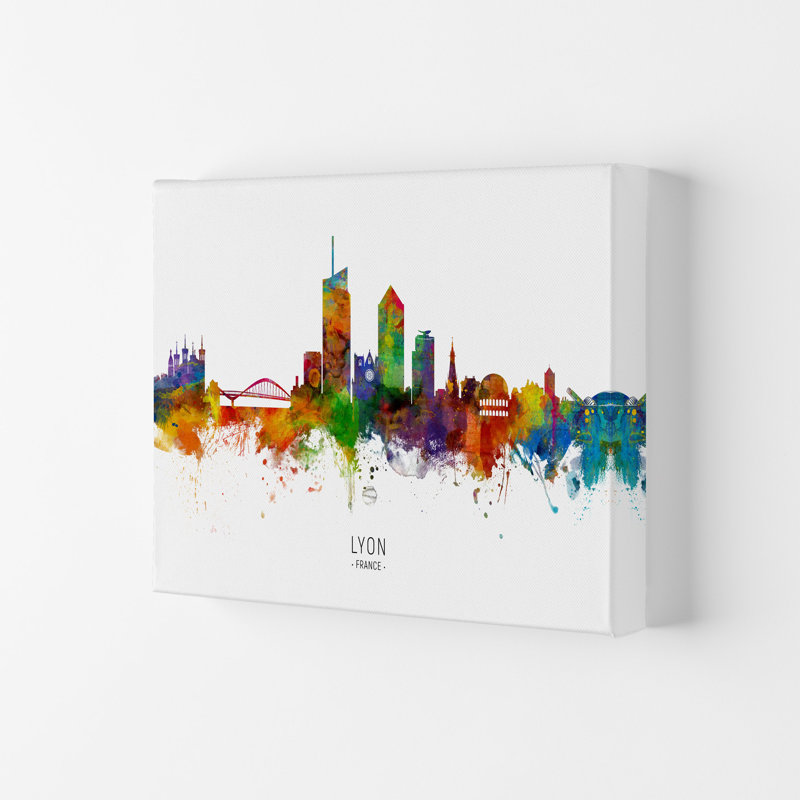 Lyon France Skyline by Michael Tompsett - Print, Wrapped Canvas, 59.4cm H x 84cm W x 4cm D