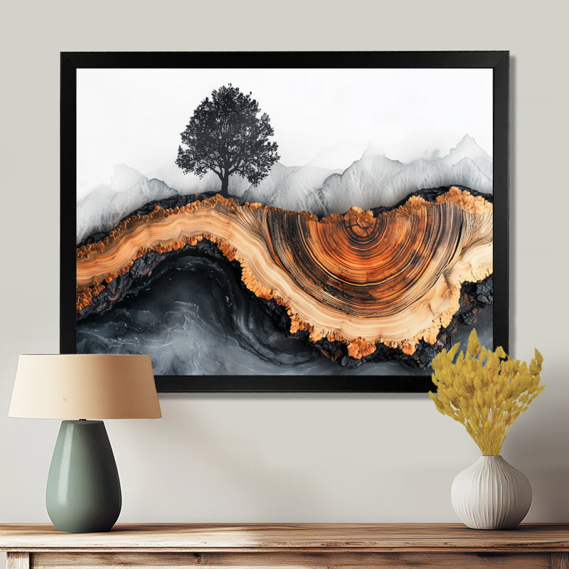 Goronwy Autumn Cherry Blossom Tree In The Woods II - Art mural fleur de cerisier, H 34 po x l 44 po, Noir, noir, noir, noir