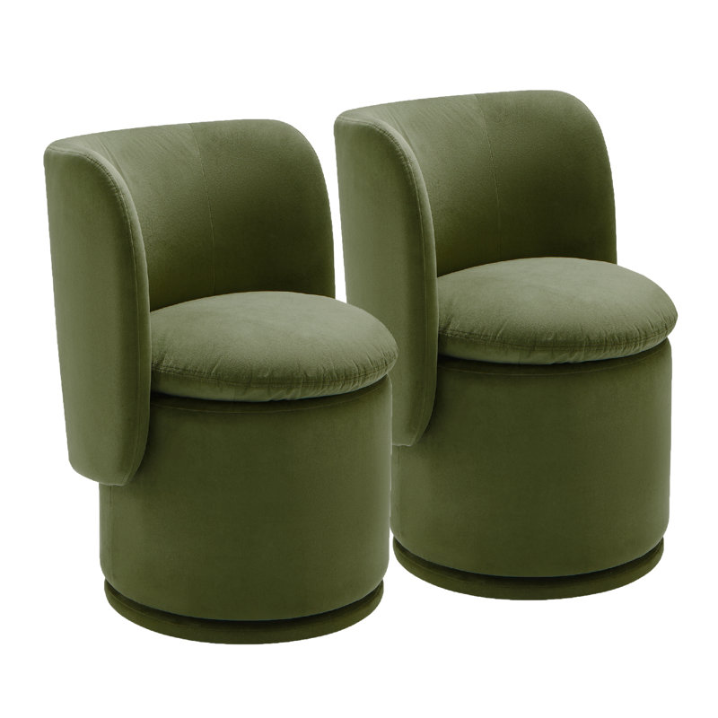 Fauteuil demi-tonneau pivotant Adrielle, Velours performance Bella Forest