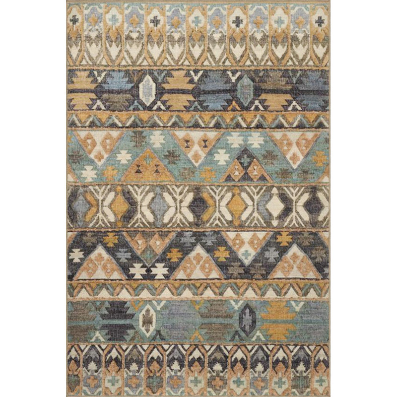 Tapis tissé avec des motifs géométriques dans des tons bruns, Rectangle 2 pi 4 po x 4 pi