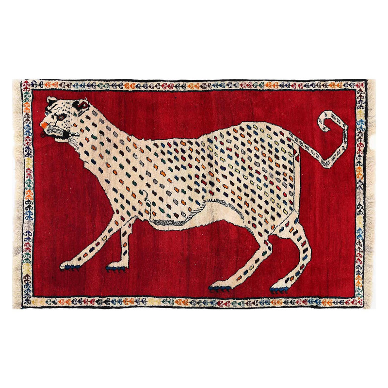 Tapis noué à la main 3 pi 7 po x 5 pi 9 po Animal