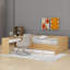 Lit plateforme double en bois avec tiroirs, tablettes et coiffeuse-1787875117