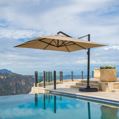 Tredyn 144 " W Square Collapsible and Rotating Cantilever Sunbrella® Umbrella with Crank Lift