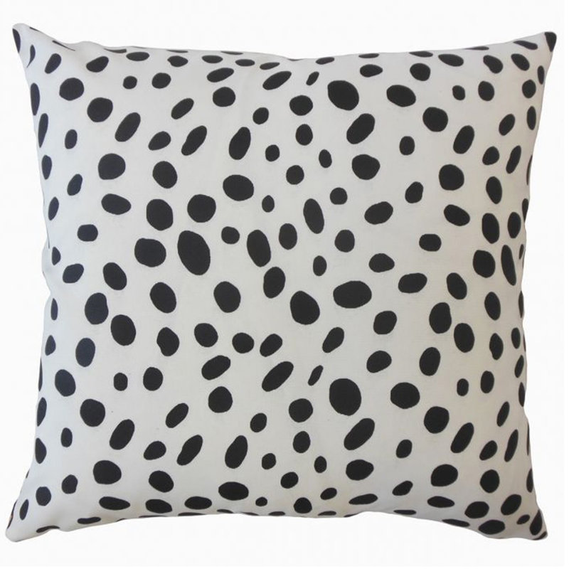 Oreiller Haruhi, 22 po x 22 po, Blanc / Noir, Coussin décoratif