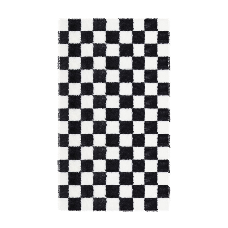 Tapis à poil long Celi, Noir, Rectangle de 5 pi x 8 pi
