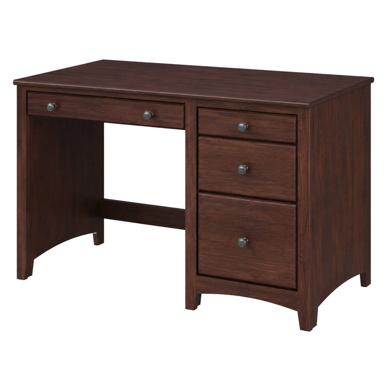 Bureau en bois massif 4 tiroirs Malani, Brown Mahogany