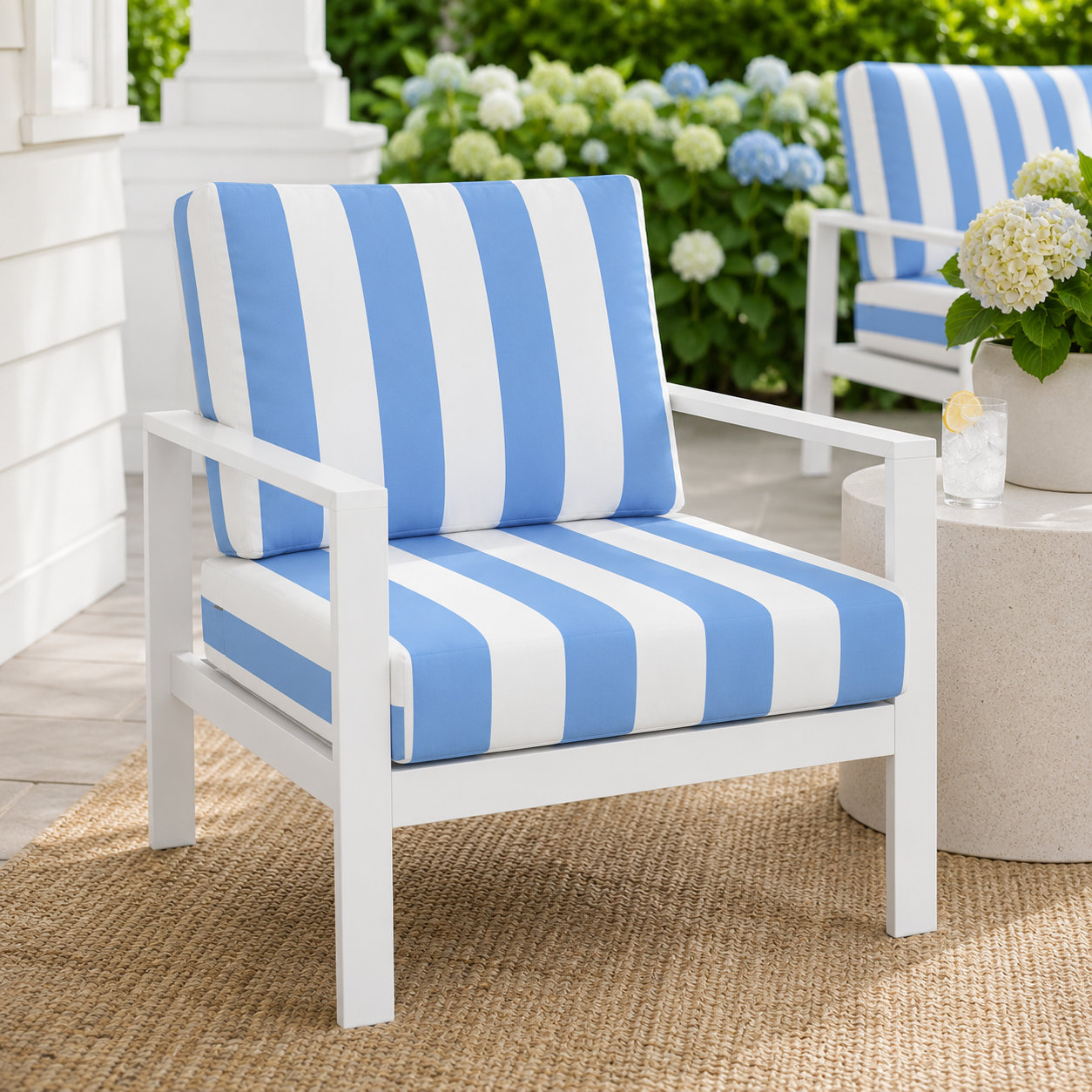 Amala Sunbrella® Seat and Back Cushion, 24" W x 5" D, Sunbrella Refuge Ocean