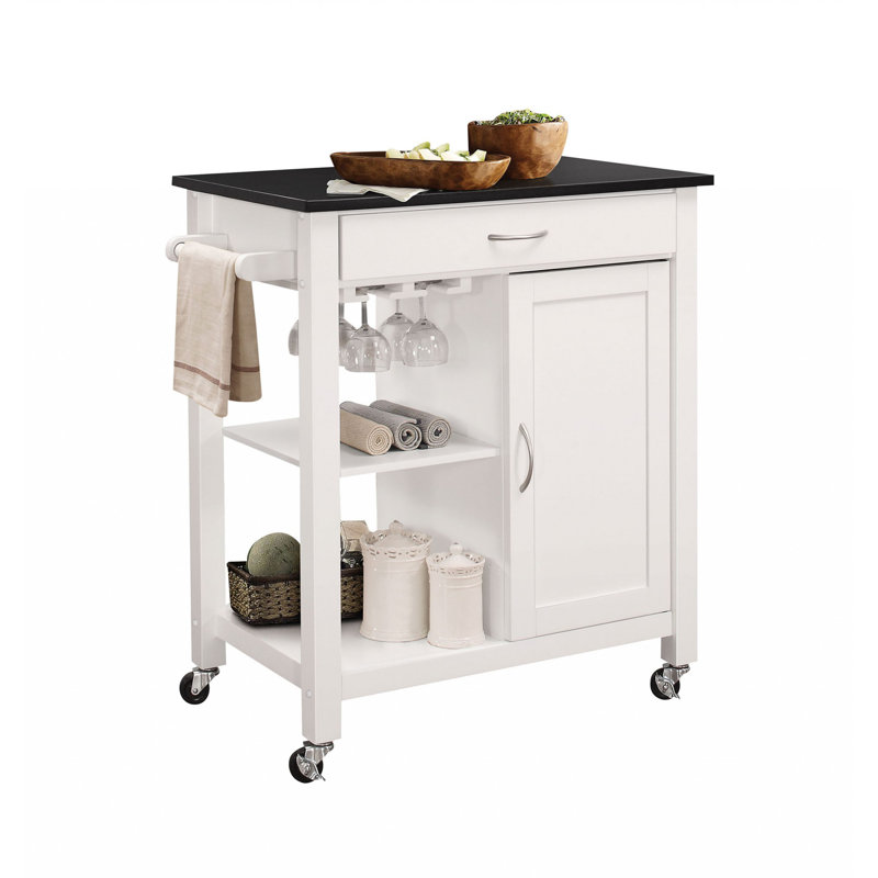 Chariot-bar de cuisine en bois d'hévéa Lidwine