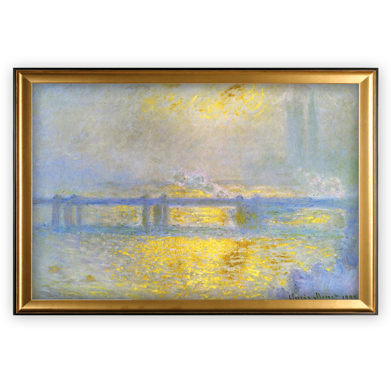 « rectangle » charing cross bridge» par claude monet, reproduction de peinture à l’huile, Cadre doré, Pas de tapis