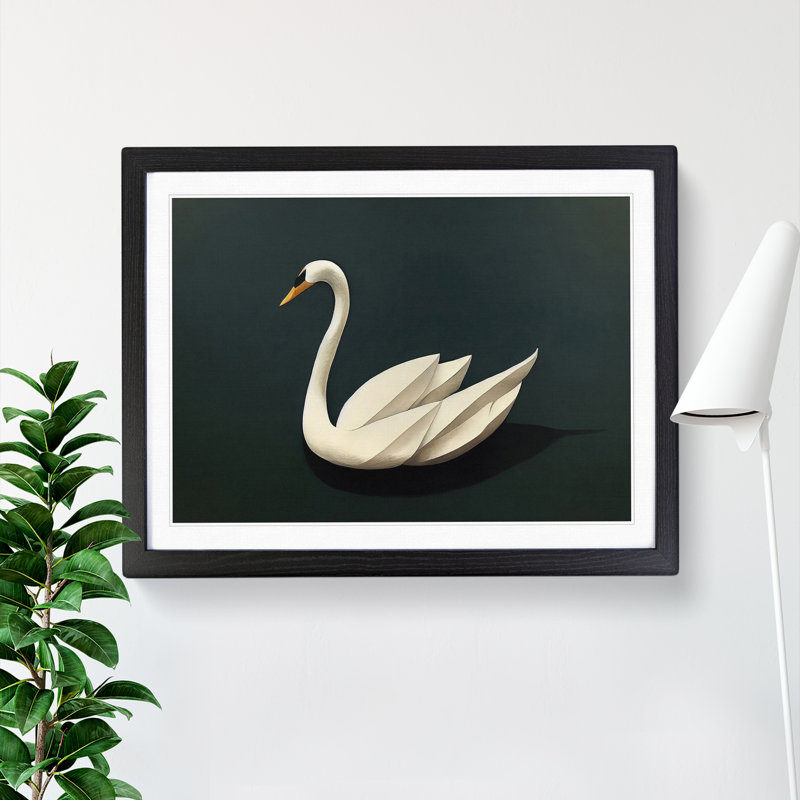 Intense Swan - Framed Print, Black, 46cm H x 64cm W x 2cm D