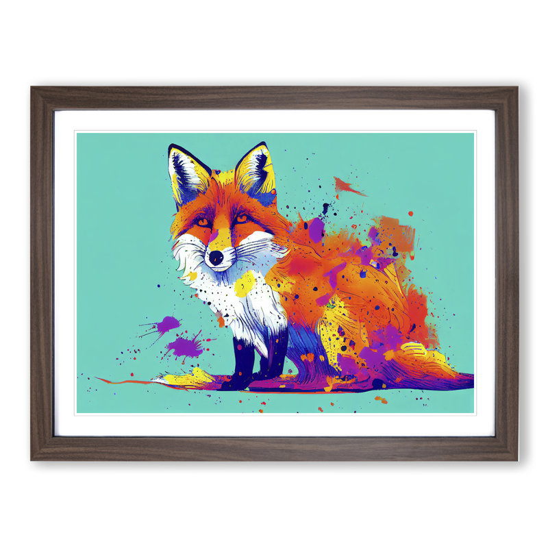 XH1022-6620X Fox Vol.2 Abstract - Single Picture Frame Painting, 34cm H x 46cm W x 2cm D, Walnut