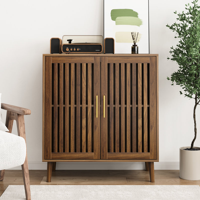 Walnut Buffet Cabinet - With Adjustable Shelves For Kitchen 31.5" W Sideboard Living & Dining Space
