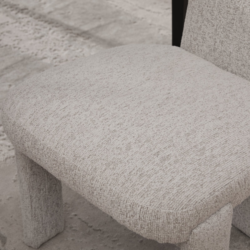 Ensemble de 4 chaises de salle à manger rembourrées en chenille de 22,05 po de largeur avec pieds en bois d'hévéa, Beige