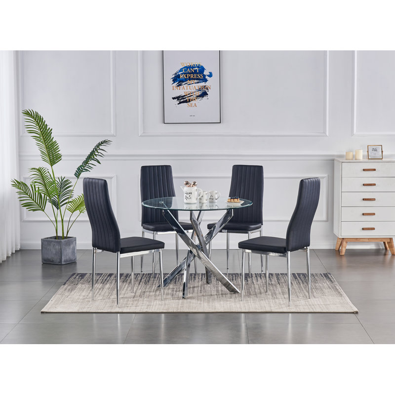 Sarkis 4 - Person Dining Set, Black
