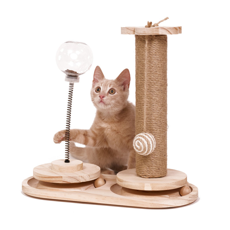 Natural Beige Sisal and Wood Cat Activity Center