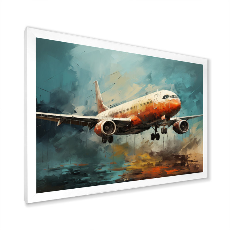Voyage en avion sur toile, H 34 po x l 44 po x P 1,5 po, Cadre simple blanc