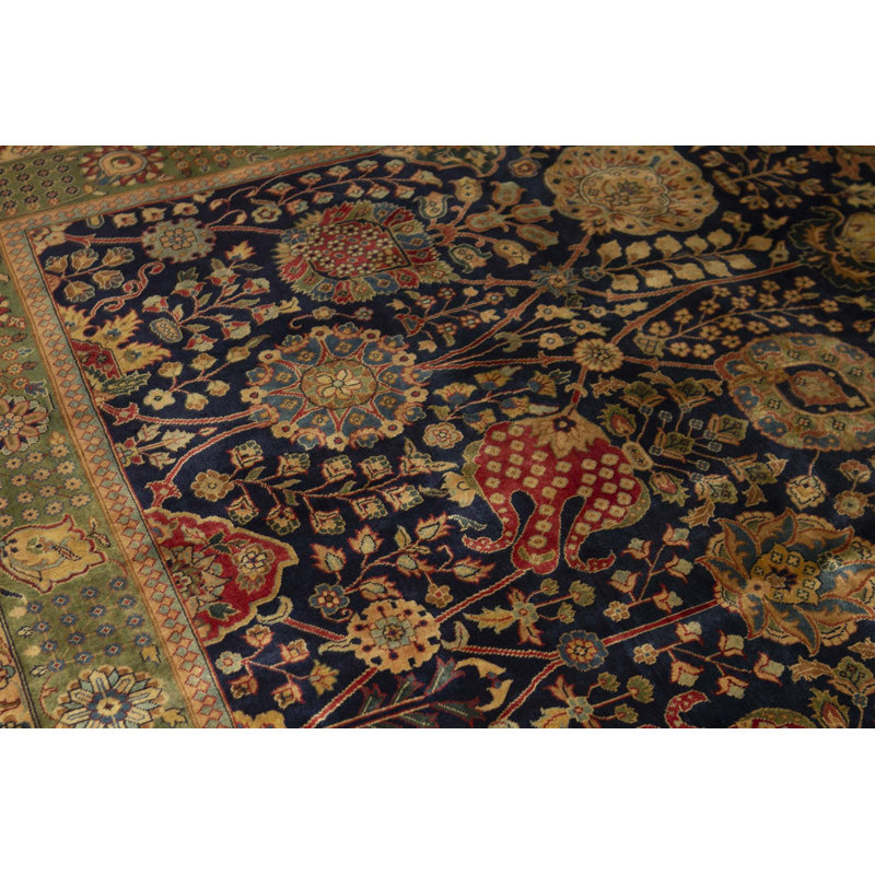 Tapis bleu de haute qualité noué à la main