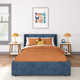 Solid Wood Upholstered Panel Bed with Rectangular Headboard