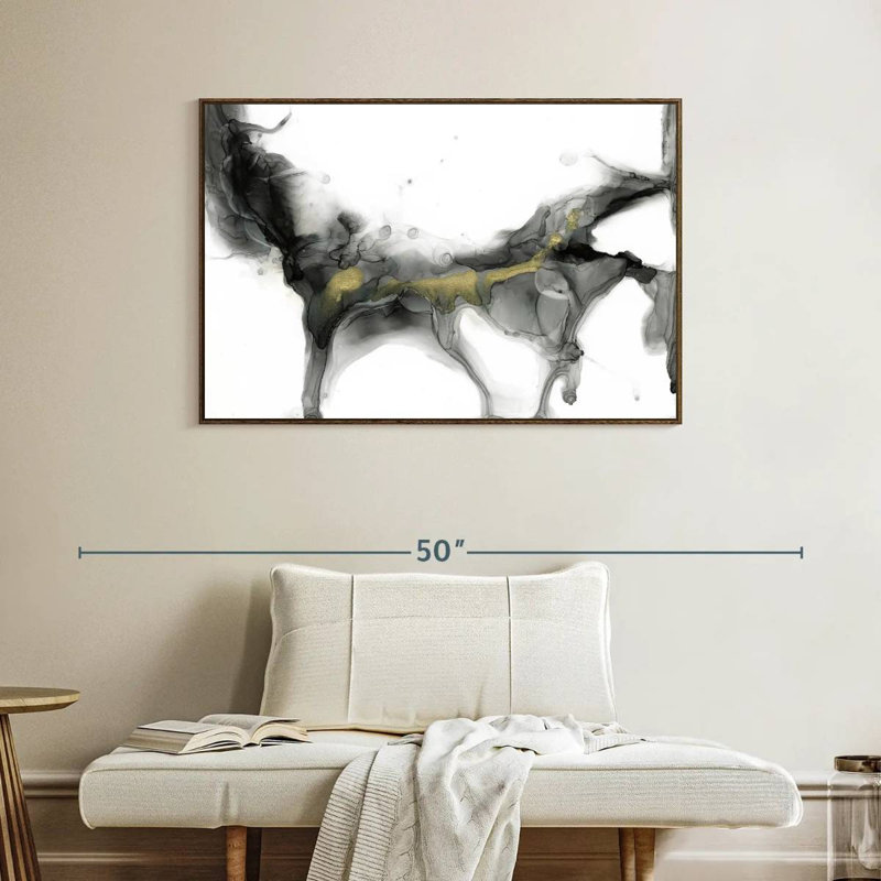 Golden Precipice II, Cadre flottant noyer, 40 po x 27 po